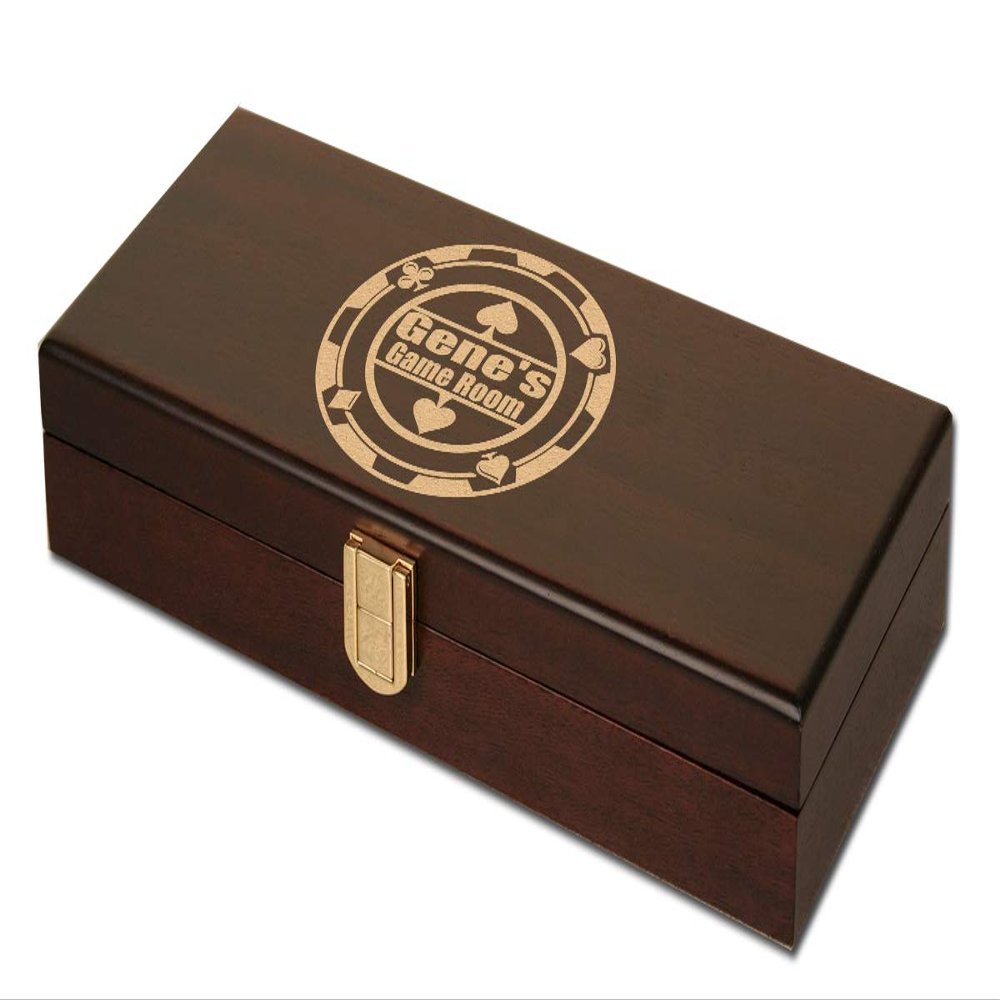DA VINCI Mahogany Personalized Wood Poker Case with 100 Chip Capacity (Chips not included) (Chip Design)