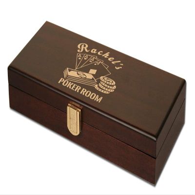 DA VINCI Mahogany Personalized Wood Poker Case with 100 Chip Capacity (Chips not included) (Aces)