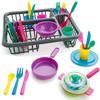 28 PCS Kids Pretend Play Dishes Kitchen Playset - Wash and Dry Dish Rack Toy with Drainer, Kitchen Tableware Sets for Toddlers view 1