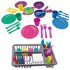 28 PCS Kids Pretend Play Dishes Kitchen Playset - Wash and Dry Dish Rack Toy with Drainer, Kitchen Tableware Sets for Toddlers view 2