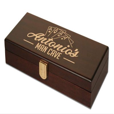 DA VINCI Mahogany Personalized Wood Poker Case with 100 Chip Capacity (Chips not included) (4 of A Kind)