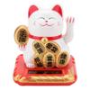 Solar Powered Waving Arm Fortune Cat, Welcoming Lucky Wealth Cat, Fengshui Decor for Home/Office/Car (White) view 1