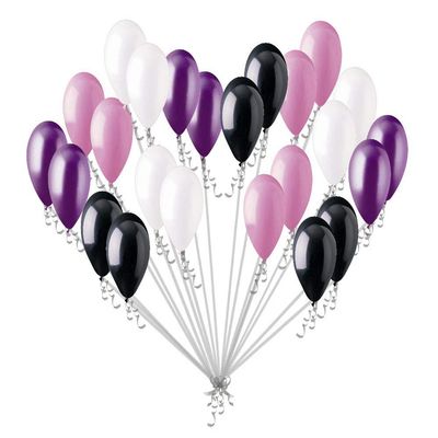 24 pc Black Purple White Pink Vampirina Inspired Latex Balloons Party Decoration Birthday
