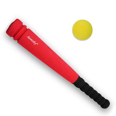 Aoneky Min Foam Baseball Bat and Ball for Toddler - Indoor Soft Super Safe T Ball Bat Toys Set for Kids Age 2 Years Old, Best Gift for Children, 16.5 inch (Red Bat and Yellow Ball)