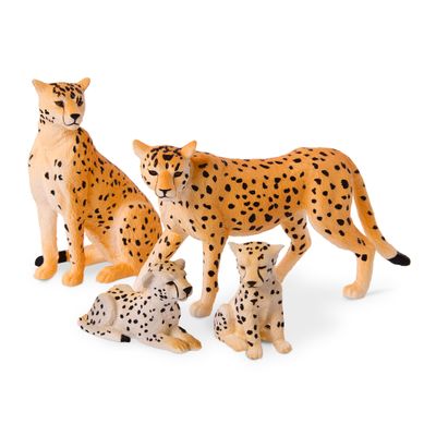 Terra by Battat  4 Pieces Cheetah Family  1  4-Inch Plastic Cheetah Figurines  Realistic Zoo Safari Animals for Kids  Educational Toy Figures  Inspires Imaginative Play  3+ Years