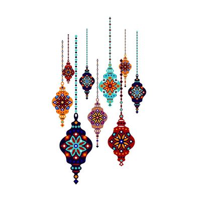100yellow Vinyl PVC Diwali Wall Sticker, 90 x 60 cm, Multicolour