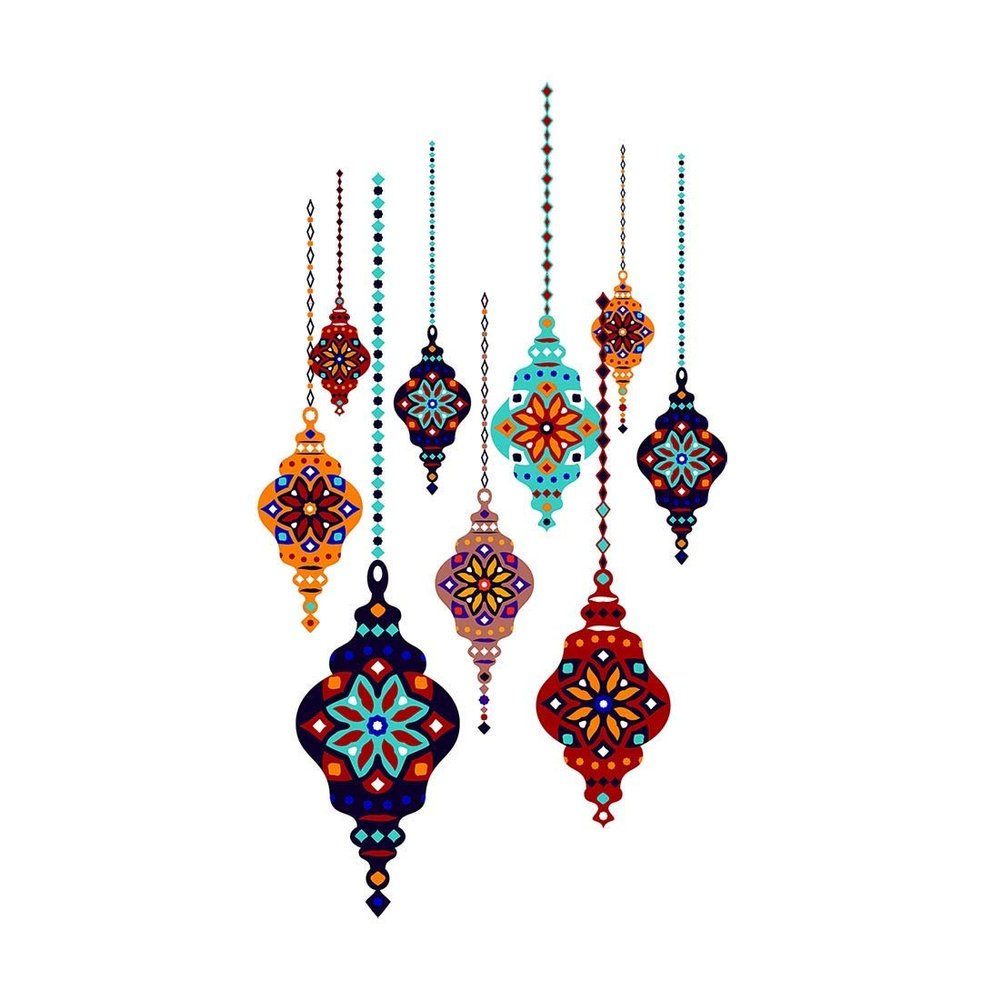 100yellow Vinyl PVC Diwali Wall Sticker, 90 x 60 cm, Multicolour