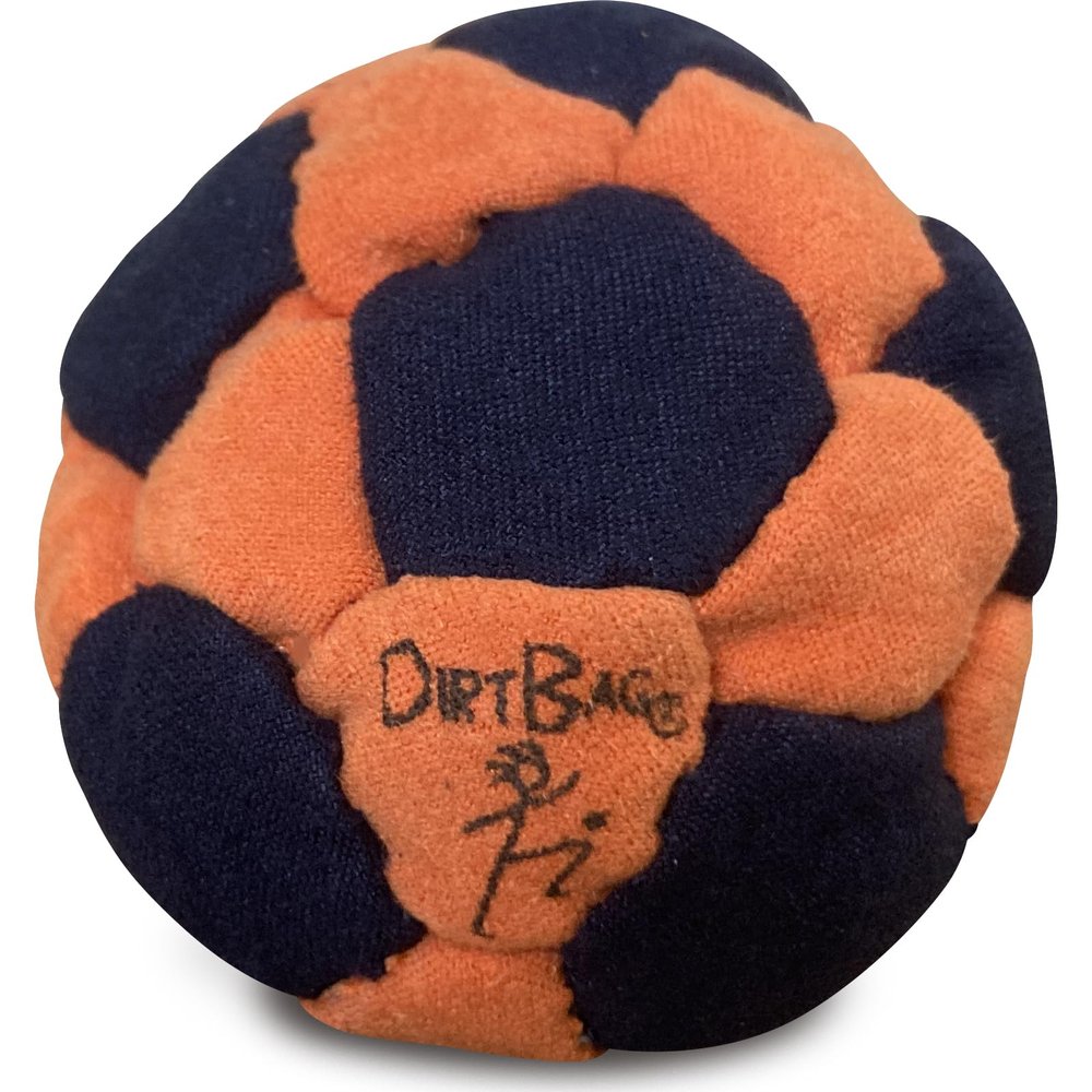 DIRTBAG 32 Panel Footbag, Flying Clipper Original Design, Sand Filled, Premium Quality, Machine Washable - Orange/Black.