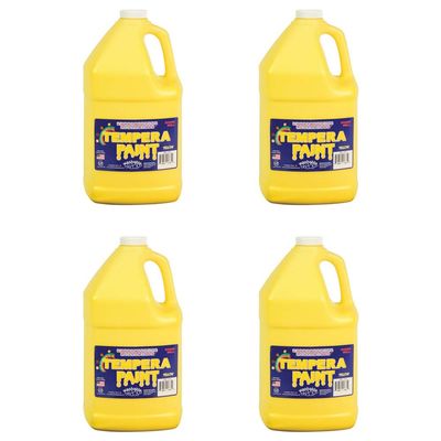 Constructive Playthings Washable Tempera Paint for Kids, Classroom Painting Supplies, Set of 4 Gallons, Yellow