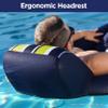 Aqua Luxury Pool Float Lounge  Extra Large  Heavy Duty, Inflatable Pool Floats for Adults with Headrest, Backrest, Footrest & Cupholder  Navy/Green/White Stripe view 3