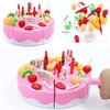 HenMerry 38 PCS DIY Cutting Birthday Party Cake Model Ornament Pretend Kitchen Food Set, DIY Fruit Cutting Kitchen Pink/Blue Cut Cake Gift (38PCS Pink) view 2