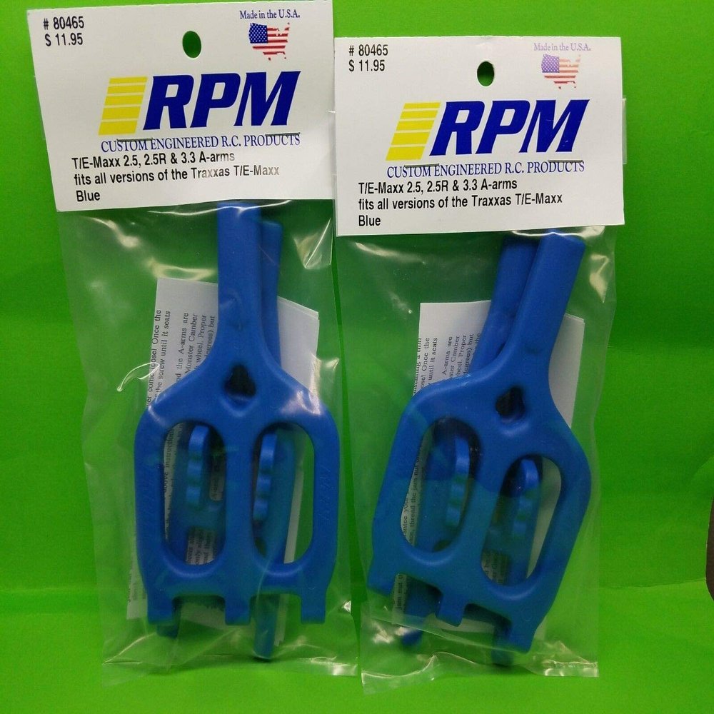 2 Pack RPM 80465 Front Rear Blue Suspension Arms 2.5 3.3 T-maxx Emaxx Includes CHICAGOLAND RC Coupon