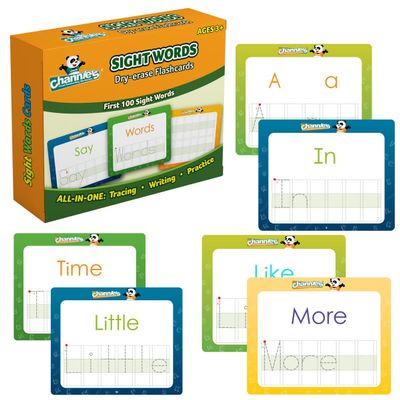 Channies Visual Dry Erase Flashcards for Pre-K Through First Grade Students to Learn to Trace, Practice &Write Their First 100 Sight Words, Ages 3+, 5.5 x 4.25