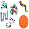 Fidget Sensory Set of 6 Twisting Folding Popping Brain Teaser Toys Including : Original Tangle Jr, Wooden Fidget Blocks, Wacky Tracks view 1