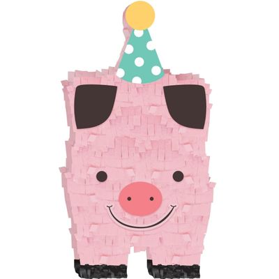Adorable Barnyard Mini Pink Pig Decoration - 7" x 3.5" (1 Pc), Premium Cardboard & Tissue, Perfect for Birthday Party Decor