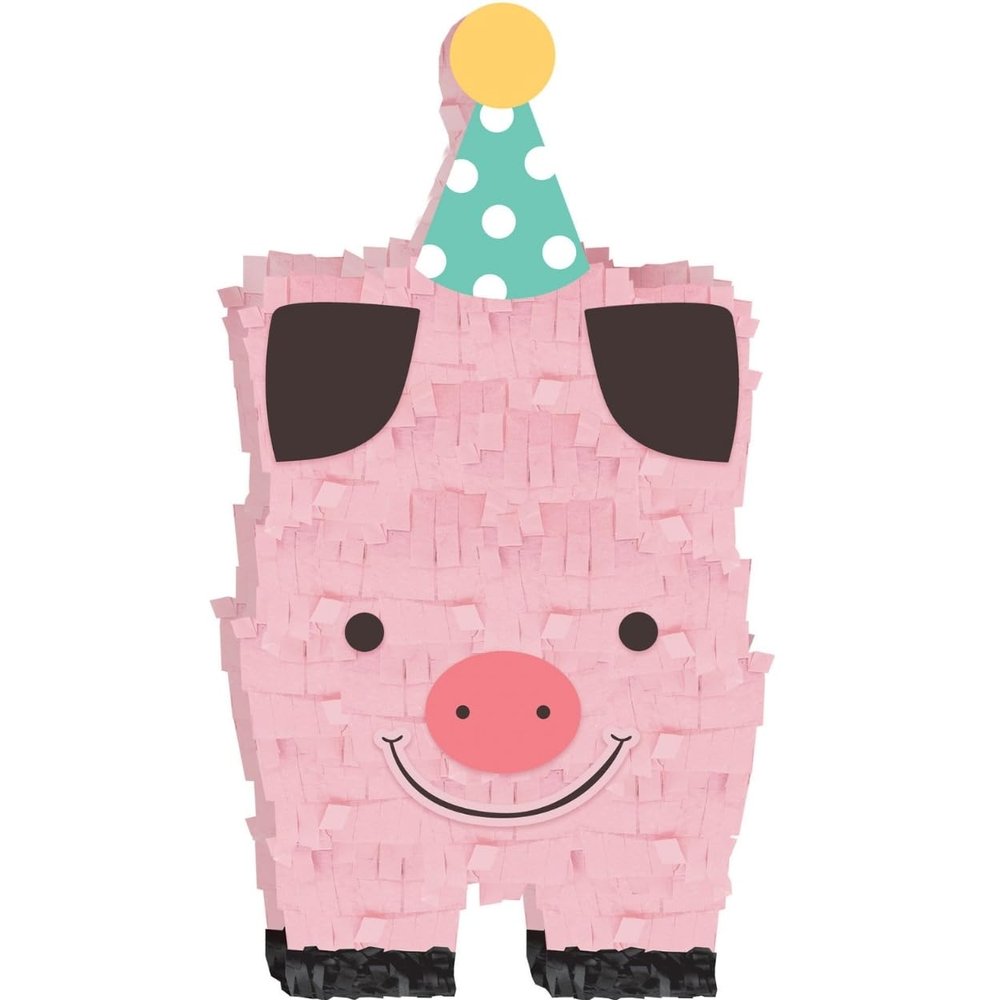 Adorable Barnyard Mini Pink Pig Decoration - 7" x 3.5" (1 Pc), Premium Cardboard & Tissue, Perfect for Birthday Party Decor