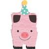 Adorable Barnyard Mini Pink Pig Decoration - 7" x 3.5" (1 Pc), Premium Cardboard & Tissue, Perfect for Birthday Party Decor view 1