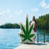 FLOAT-EH Green Leaf Inflatable Pool Float - Lounging Made Easy with Green Leaf Floatie Swimming Raft view 3