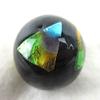 Big Game Toys~22mm (7/8") Cleopatra Hand Made Art Glass Marble w/Stand Black Foil Pyramid view 3