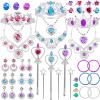 Princess Pretend Jewelry Toy 48 Pcs Jewelry Dress Up Play Set for Girls Included Tiaras Necklaces Wands Rings Earrings and Bracelets, Kids Play Jewelry Set for Girls view 1