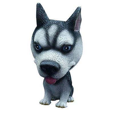 12CM Husky Dog Bobbing Head Nodding Dog Interior Ornaments Funny Cartoon Puppy Shaking Head Figure Mini Bobble-Head for Car Decoration