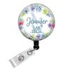 Lab Tech - Microscope - Cute Succulents - PERSONALIZED - Button Badge Reel - BR0137 view 1