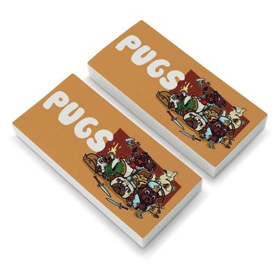 Pugs Games RPG Pickup Groups LFG Rogue Wizard Warrior Ranger 2 Eraser Set of 2