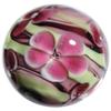 Big Game Toys~22mm (7/8") Protea Hand Made Art Glass Marble w/Stand Purple/Green Flower Swirl view 1