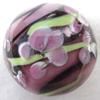 Big Game Toys~22mm (7/8") Protea Hand Made Art Glass Marble w/Stand Purple/Green Flower Swirl view 2