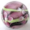 Big Game Toys~22mm (7/8") Protea Hand Made Art Glass Marble w/Stand Purple/Green Flower Swirl view 3