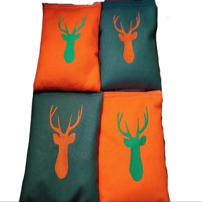 Buck Deer Orange and Hunter Cornhole Bags Regulation made