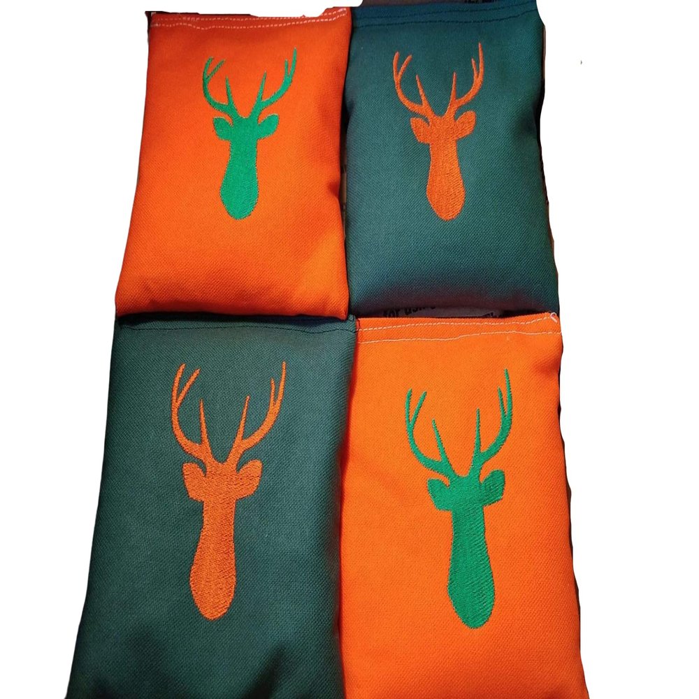 Buck Deer Orange and Hunter Cornhole Bags Regulation made