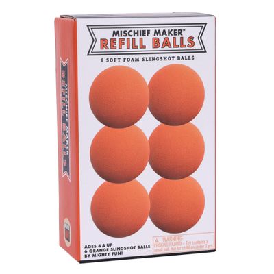 Mighty Fun! - Mischief Maker Toy Slingshot Foam Balls Refill Pack - 6 Soft Foam Replacement Balls for Kids Slingshot - Ages 4+ (Orange)