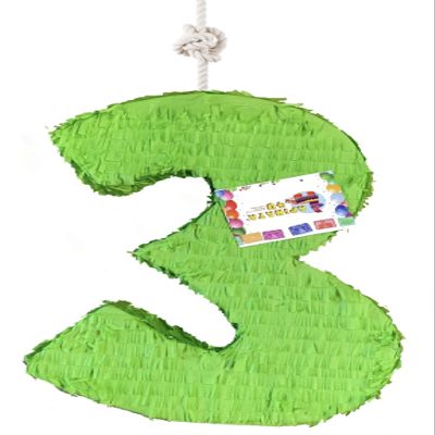 20" Tall Number Three Pinata Third Birthday Party Supplies Solid Color Blank Great to Match Your Own Theme 3rd Bday Kids