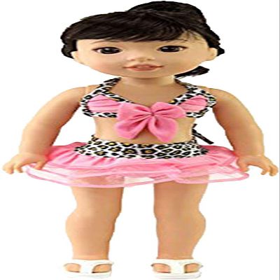 American Fashion World Animal Print Bikini with Pink Trim for 14-Inch Dolls | Premium Quality & Trendy Design | Dolls Clothes | Outfit Fashions for Dolls for Popular Brands