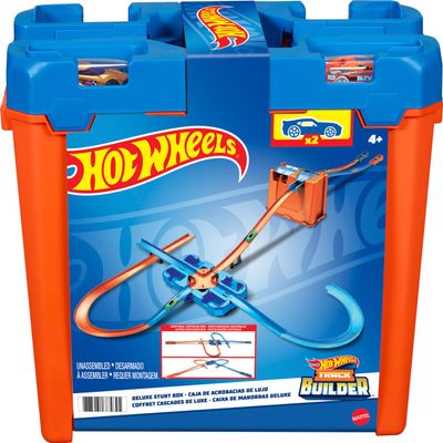 Hot Wheels Toy Car Track Builder Playset, Deluxe Stunt Box with 25 Component Parts & 1:64 Scale Vehicle (Amazon Exclusive)