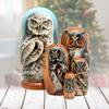 Forest Owls Wisdom 3-Nest Matreshka Wooden Nesting Dolls Set, Wildlife, Irish Decor - 150011 by G.DeBrekht Wildlife view 2