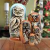 Forest Owls Wisdom 3-Nest Matreshka Wooden Nesting Dolls Set, Wildlife, Irish Decor - 150011 by G.DeBrekht Wildlife view 3