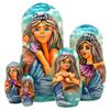 Mermaid Large 5-Nest Doll Russian Matryoshka Wooden Stacking Nested Dolls Wooden Handmade Toys Gift for Children Christmas Mothers Day Birthday Home Decor Wishing Gift 130722 view 1