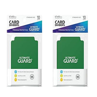 2 Packs Ultimate Guard Green Card Dividers (10) Standard Size Individual Pack