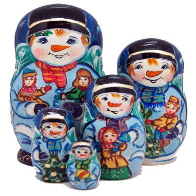 Children Snowman Large 5-Nest Doll Russian Matryoshka Wooden Stacking Nested Dolls Wooden Handmade Toys Gift for Children Christmas Mothers Day Birthday Home Decor Wishing Gift 110121