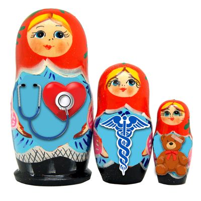 My Favorite Doctor 3-Nest Doll Russian Matryoshka Wooden Stacking Nested Dolls Wooden Handmade Toys Gift for Children Christmas Mothers Day Birthday Home Decor Wishing Gift 14715
