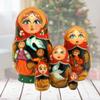 Russian 5 Piece Fairy Tale Nested Doll Matryoshka Wooden Stacking Nested Dolls Wooden Handmade Toys Gift for Children Christmas Mothers Day Birthday Home Decor Wishing Gift 140070 view 3