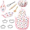 3 Otters Kids Chef Hat and Apron, 11 PCS Chef Costume Sets Pretend Play Kitchen Toys Baking Tools for Toddler view 1