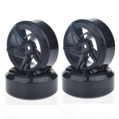LAFEINA 4PCS 1: 10 RC Drift Wheel Tire Set, Hard Tyres Plastic Wheels Rims for 1/10 HSP Tamiya HPI Kyosho On-Road Drifting RC Car