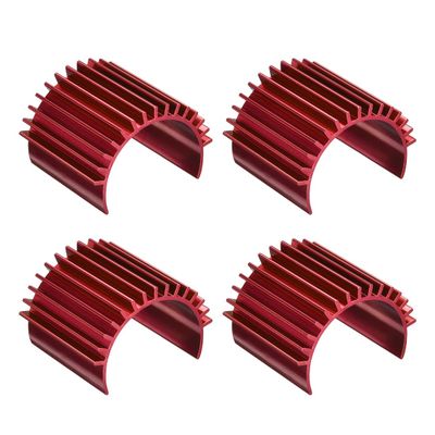uxcell 4 Pcs Aluminum Electric Engine Motor Heatsink Fins Cooling Red For RC 380 390 Size Brushed Brushless RC Car Accessories