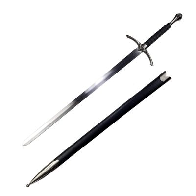 41.25" One Hand Medieval Sword - Dull Blade Carbon Steel With Faux Leather Wrapped Wood Scabbard - Non-Battle Ready for Gifts, Cosplay, & LARP