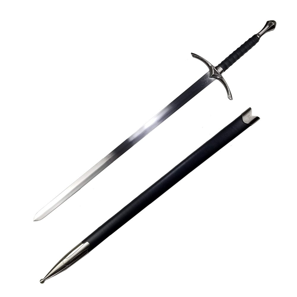 41.25" One Hand Medieval Sword - Dull Blade Carbon Steel With Faux Leather Wrapped Wood Scabbard - Non-Battle Ready for Gifts, Cosplay, & LARP