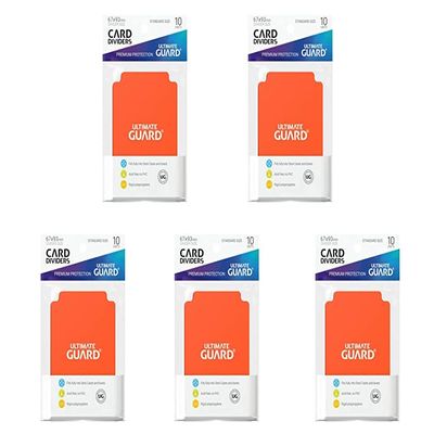 5 Packs Ultimate Guard Orange Card Dividers (10) Standard Size Value Bundle!
