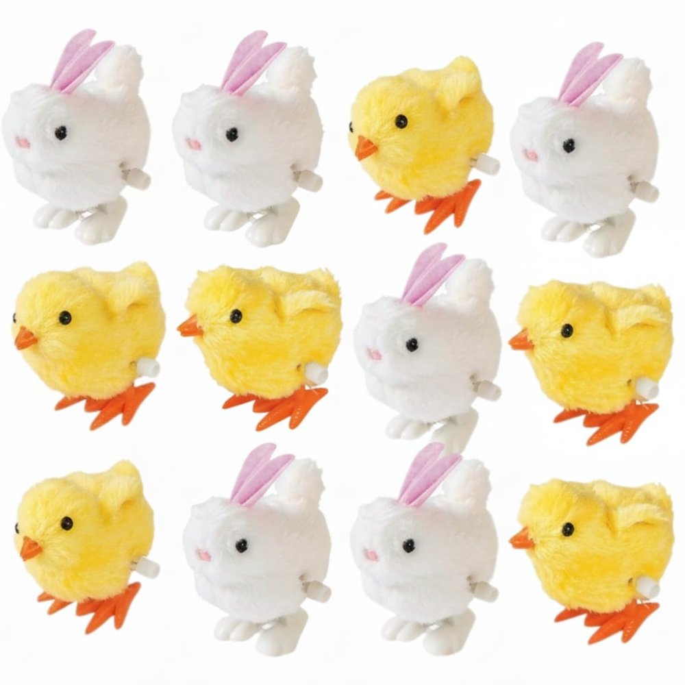 Fun Express - Easter Bunny & Chick Wind Ups (1 Dz/db) for Easter - Toys - Character Toys - Wind Ups & Paratroopers - Easter - 12 Pieces